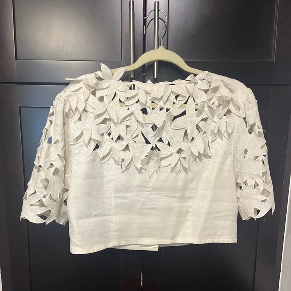 Vintage Cream Linen Crop Top Sz 12 - Picture 2 of 5
